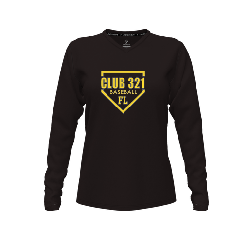 [CUS-DFW-TEES-PER-VNK-LSL-BLK-FYXS-LOGO2] Decker Performance T-Shirt (Female Youth XS, Black, V Neck, Logo 2, Long Sleeve)