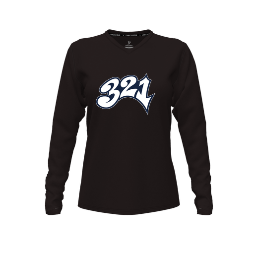 [CUS-DFW-TEES-CMF-VNK-LSL-BLK-FYXS-LOGO3] Decker Comfort T-Shirt (Female Youth XS, Black, V Neck, Logo 3, Long Sleeve)