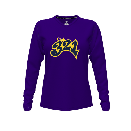 [CUS-DFW-TEES-CMF-VNK-LSL-PUR-FYXS-LOGO1] Decker Comfort T-Shirt (Female Youth XS, Purple, V Neck, Logo 1, Long Sleeve)