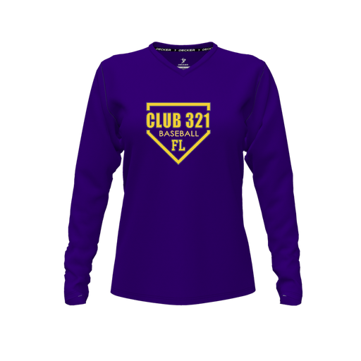 [CUS-DFW-TEES-CMF-VNK-LSL-PUR-FYXS-LOGO2] Decker Comfort T-Shirt (Female Youth XS, Purple, V Neck, Logo 2, Long Sleeve)