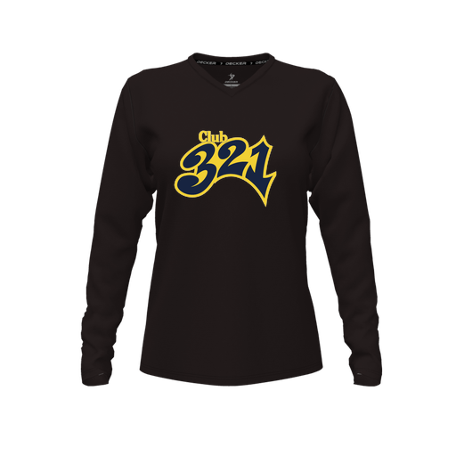 [CUS-DFW-TEES-PER-VNK-LSL-BLK-FYXS-LOGO1] Performance T-Shirt (Female Youth XS, Black, V Neck, Logo 1, Long Sleeve)