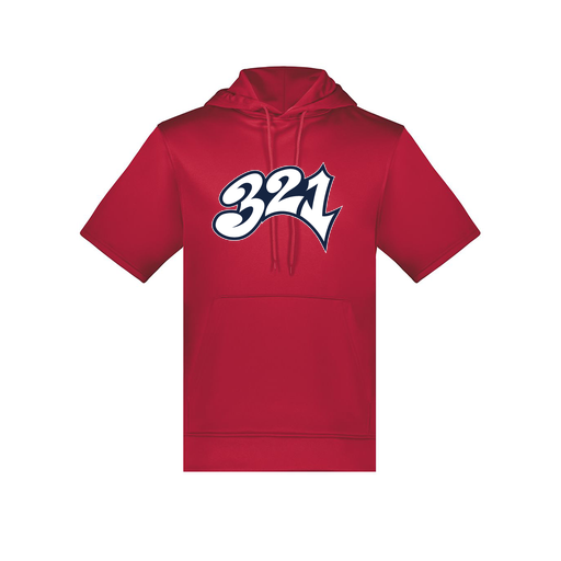 [6871.083.S-LOGO3] Men's Dri Fit Short Sleeve Hoodie (Adult S, Red, Logo 3)