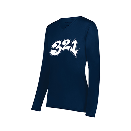 [222824.065.S-LOGO3] Ladies LS Smooth Sport Shirt (Female Adult S, Navy, Logo 3)